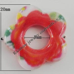 Watermark Acrylic Beads, Hollow Flower 20mm,8mm, Hole:0.5mm, Sold by Bag