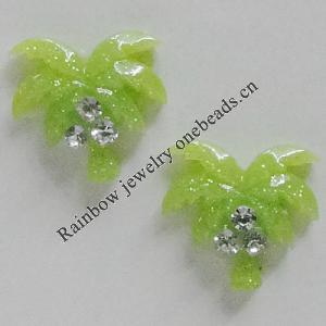 Resin Cabochons, No Hole Headwear & Costume Accessory, Tree with Acrylic Zircon 10mm, Sold by Bag