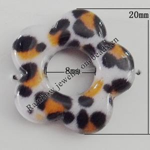 Watermark Acrylic Beads, Hollow Flower 20mm,8mm, Hole:0.5mm, Sold by Bag