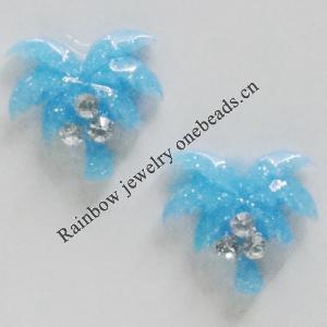 Resin Cabochons, No Hole Headwear & Costume Accessory, Tree with Acrylic Zircon 10mm, Sold by Bag