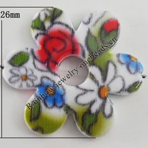 Watermark Acrylic Beads, Hollow Flower 26mm,6mm, Hole:0.5mm, Sold by Bag