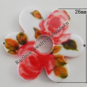 Watermark Acrylic Beads, Hollow Flower 26mm,6mm, Hole:0.5mm, Sold by Bag