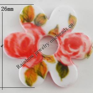 Watermark Acrylic Beads, Hollow Flower 26mm,6mm, Hole:0.5mm, Sold by Bag