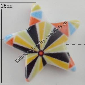 Watermark Acrylic Beads, Star 25mm, Hole:1mm, Sold by Bag