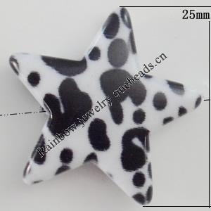 Watermark Acrylic Beads, Star 25mm, Hole:1mm, Sold by Bag