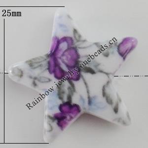 Watermark Acrylic Beads, Star 25mm, Hole:1mm, Sold by Bag