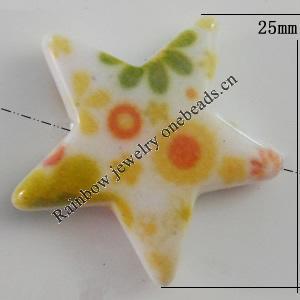 Watermark Acrylic Beads, Star 25mm, Hole:1mm, Sold by Bag