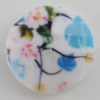 Watermark Acrylic Beads, Flat Round 20mm, Hole:1mm, Sold by Bag