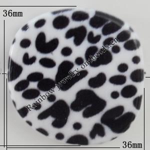 Watermark Acrylic Beads, 36mm, Hole:1mm, Sold by Bag