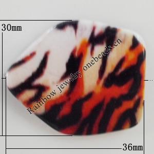 Watermark Acrylic Beads, 36x30mm, Hole:2mm, Sold by Bag