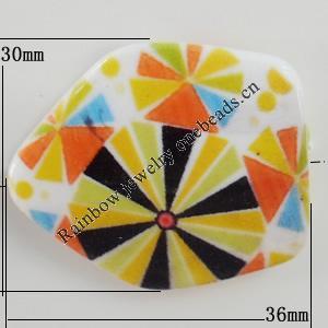 Watermark Acrylic Beads, 36x30mm, Hole:2mm, Sold by Bag