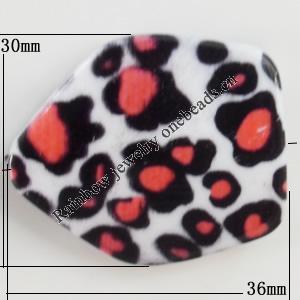 Watermark Acrylic Beads, 36x30mm, Hole:2mm, Sold by Bag