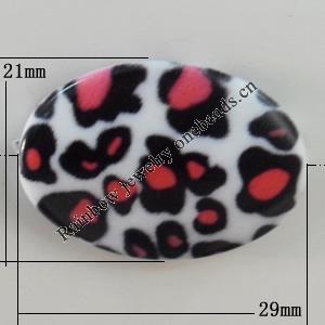 Watermark Acrylic Beads, Flat Oval 29x21mm, Hole:1mm, Sold by Bag