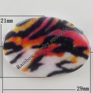 Watermark Acrylic Beads, Flat Oval 29x21mm, Hole:1mm, Sold by Bag