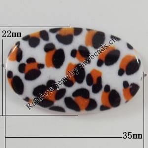 Watermark Acrylic Beads, Flat Oval 35x22mm, Hole:1mm, Sold by Bag