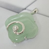 Sterling Silver Pendant/Charm,  platina plating with Jade, 27x19mm, Sold by PC