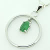 Sterling Silver Pendant/Charm,  platina plating with Jade, 28x19mm, Sold by PC