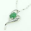 Sterling Silver Pendant/Charm,  platina plating with Jade, 21x11mm, Sold by PC