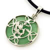 Sterling Silver Pendant/Charm,  platina plating with Jade, 26x17mm, Sold by PC