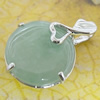 Sterling Silver Pendant/Charm,  platina plating with Jade, 23.19x13mm, Sold by PC