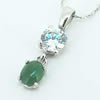 Sterling Silver Pendant/Charm,  platina plating with Jade, 22x6mm, Sold by PC
