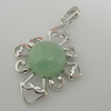Sterling Silver Pendant/Charm,  platina plating with Jade, Calabash 32.55x19.35mm, Sold by PC