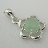 Sterling Silver Pendant/Charm,  platina plating with Jade, 18x12mm, Sold by PC