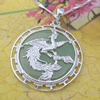 Sterling Silver Pendant/Charm,  platina plating with Jade, 34x27mm, Sold by PC