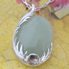 Sterling Silver Pendant/Charm,  platina plating with Jade, 28x17mm, Sold by PC