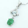 Sterling Silver Pendant/Charm,  platina plating with Jade, 26.6x9mm, Sold by PC