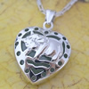 Sterling Silver Pendant/Charm,  platina plating with Jade, 24x16mm, Sold by PC