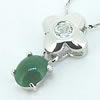 Sterling Silver Pendant/Charm,  platina plating with Jade, 17x9.4mm, Sold by PC