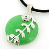 Sterling Silver Pendant/Charm,  platina plating with Jade, 27x19mm, Sold by PC