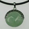 Sterling Silver Pendant/Charm,  platina plating with Jade, 26x20mm, Sold by PC