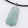 Sterling Silver Pendant/Charm,  platina plating with Jade, 36x15.5mm, Sold by PC