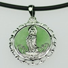 Sterling Silver Pendant/Charm,  platina plating with Jade, 29x20mm, Sold by PC