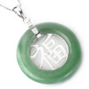 Sterling Silver Pendant/Charm,  platina plating with Jade, 27x17mm, Sold by PC