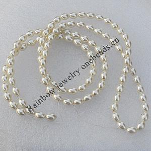 Glass pearl Beads, Oval 8x10mm Hole:About 1mm, Length:32 Inch, Sold by Strand