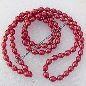 Glass pearl Beads, Oval 4x7mm Hole:About 1mm, Length:32 Inch, Sold by Strand