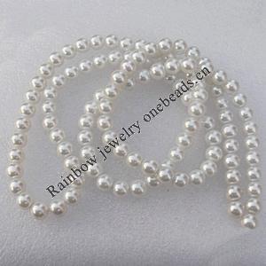 Glass pearl Beads, Round 14mm Hole:About 1.5mm, Length:32 Inch, Sold by Strand