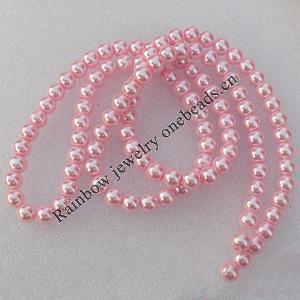Glass pearl Beads, Round 6mm Hole:About 1mm, Length:32 Inch, Sold by Strand