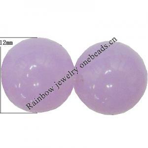 Imitate Jade,Painted Acrylic Beads, Round 12mm Hole:1mm, Sold by Bag