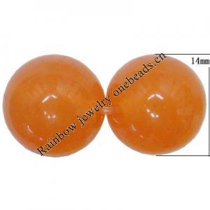 Imitate Jade,Painted Acrylic Beads, Round 14mm Hole:1mm, Sold by Bag