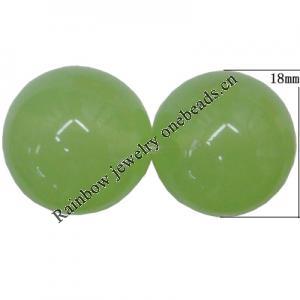 Imitate Jade,Painted Acrylic Beads, Round 18mm Hole:1mm, Sold by Bag