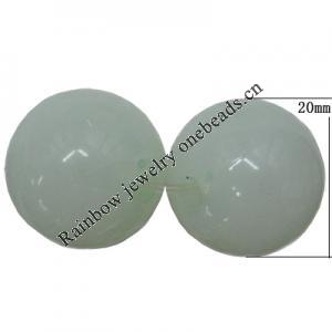 Imitate Jade,Painted Acrylic Beads, Round 20mm Hole:1mm, Sold by Bag