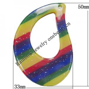 Resin Pendant, 50x33mm Hole:1mm, Sold by Bag