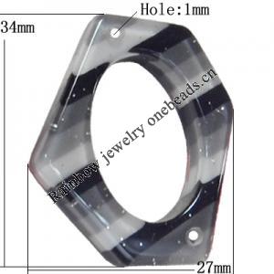 Resin Connectors, 34x27mm Hole:1mm, Sold by Bag