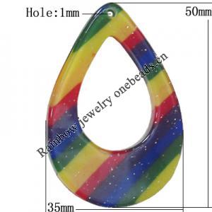 Resin Pendant, Hollow Teardrop 50x35mm Hole:1mm, Sold by Bag