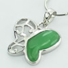 Sterling Silver Pendant/Charm,  platina plating with Jade, 20x16mm, Sold by PC