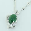 Sterling Silver Pendant/Charm,  platina plating with Jade, 13x7.5mm, Sold by PC